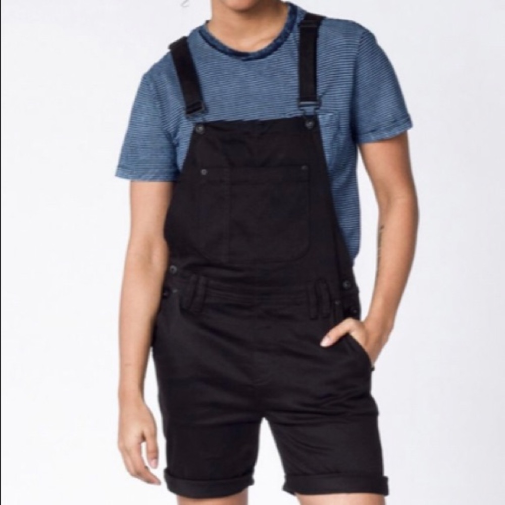 Women’s black short overalls